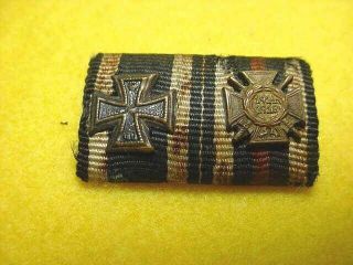 Ww 1 German Prussian Two Ribbon Bar - Iron Cross & War Merit Cross