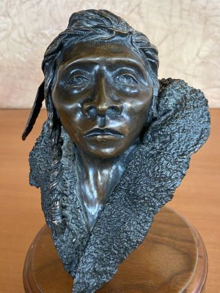 " Tranquil Vision " Bronze Indian Head Bust Statue Signed Jb Richards Sr 5/18