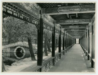 Vintage Photograph 1940 China Peking Summer Palace Colonnade Large Photo Beijing