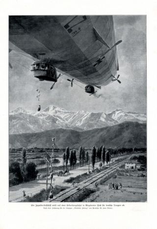 Zeppelin In Macedonia Xl 1917 Art Print By Diemer Airmail For German Soldiers