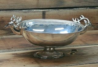 Andrea By Sadek Silver Plated Deer Centerpiece Bowl Large 13 " Vintage Table Ware