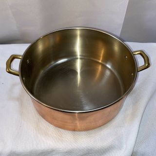 Vintage,  Rare Two Handled Copper & Brass Pot No Lid Made In Korea 8 1/2 " D
