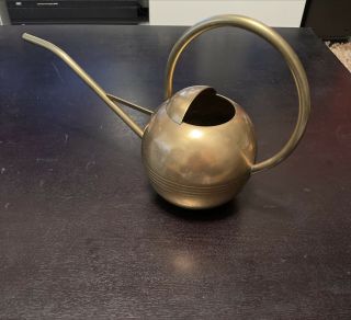 Vintage Brass Round Small House Plant Watering Can Mid Century Modern India