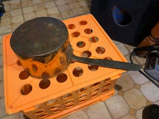 3 Qt Vintage / Antique Copper Sauce Pan Pot With Copper Handle Dovetail Joints