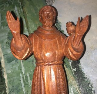 VTG Jose J Pinal Hand Carved Wood St.  Francis of Assisi Patron Saint Of Animals 2