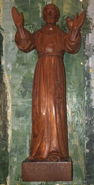 VTG Jose J Pinal Hand Carved Wood St.  Francis of Assisi Patron Saint Of Animals 3