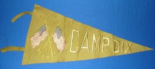 Patriotic Military Felt Pennant Flag Camp Dix Crossed Flags Ww1 Wwi World War Us