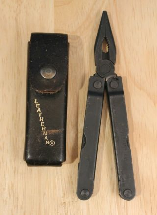 Vintage Black Oxide Leatherman Multi Tool With Leather Sheath