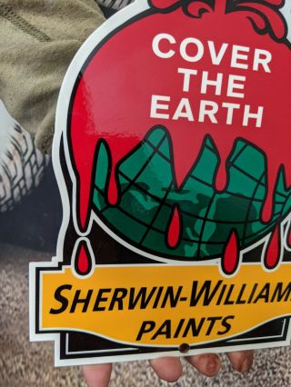 OLD VINTAGE SHERWIN WILLIAMS PAINT PORCELAIN HEAVY ADVERTISING SIGN HOME PAINTS 3