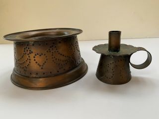 Pfaltzgraff Village Solid Copper Punched Warmer Stand Candle Holder Decor Vintag