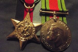 WW II Full Size Medal Group The 39 - 45 Star & The Defence Medal Court Mounted 2