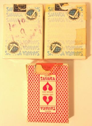 3 Decks Vintage Sahara Casino Playing Cards Bee Light Blue Red
