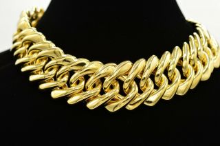 True Vintage 80s Collar Choker Necklace Heavy Thick Linked Gold Chain Chic 80s