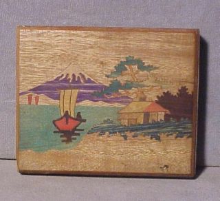 Vintage Japanese Wood Puzzle Box Made In Japan Mt Fuji