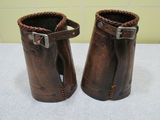 2 Leather Hand Made Tooled Wrist Guards - Cuffs By Creger Leather Tustin,  Ca