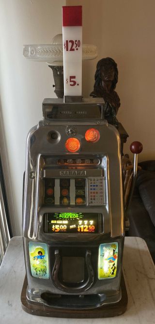 Vintage All Mills Bell - O - Matic Sahara Casino 5 Cent Slot Machine