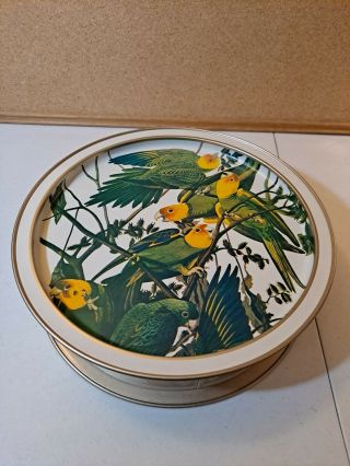Vintage Sunshine Biscuits Large Metal Tin Container Audubon Birds Of America