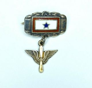 Wwi/wwii Us Army Air Corps Son In Service Sterling Enameled Sweetheart Wings
