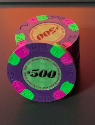 10 Paulson Classics Top Hat & Cane $500 Casino Poker Chips