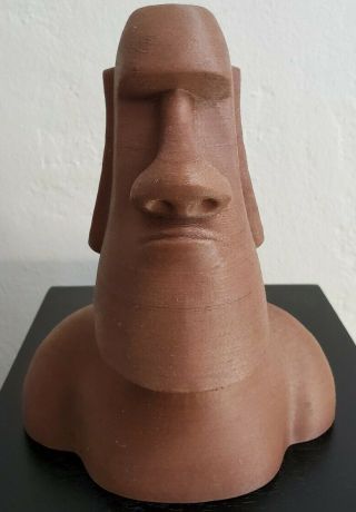 3d Printed Large Easter Island Moai Statue.  Dark Brown Wood Filament 8 " Tall