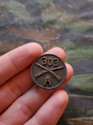 Wwi Us Army 303rd Infantry Regiment Company A Collar Disc Pin