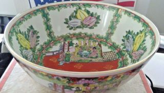 Vintage Estate Find Oriental Medallion Porcelain Bowl 10 " Diameter