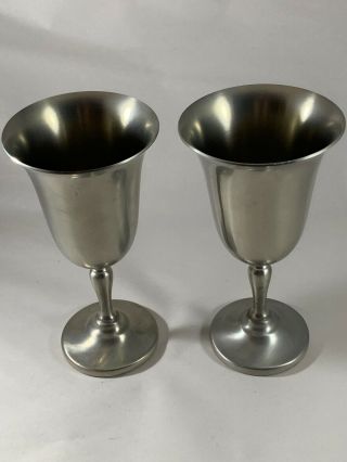 Vintage Preisner Pewter Goblets Pair Set Of 2 Wine Glass Medival Gothic 2154