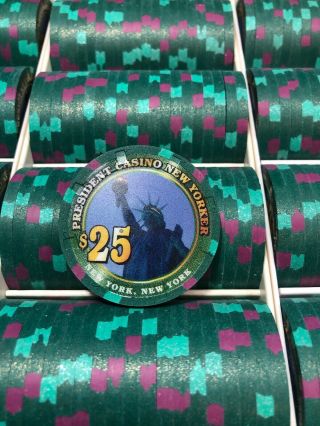 300 - Paulson President Yorker Casino Poker Chips $25 Green