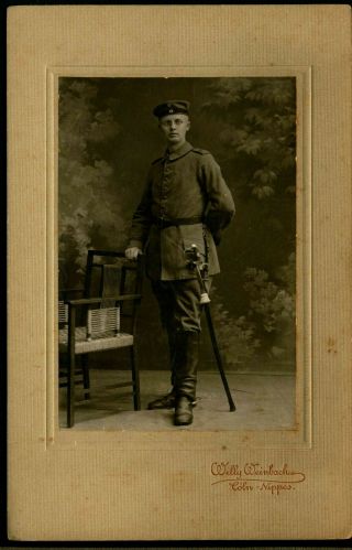 Wwi German Photo 4x6.  5inch,  Prussia Mounted Artillery Soldier,  Field Grey