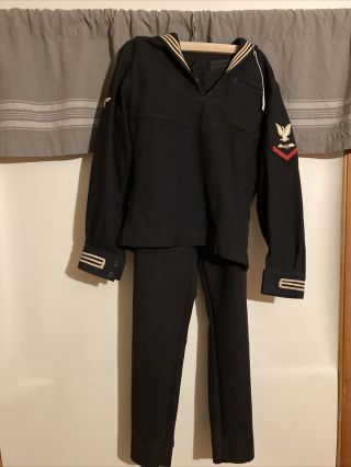 Wwi Us Navy Sailor Wool Uniform Shirt/pants Set Cracker Jack Blue Vintage