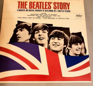 Vintage " The Beatles Story " 2 Lp Records In.  Late 1960 