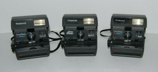 3 Polaroid One Step 600 Instant Film Camera W/ Strap Vintage 2