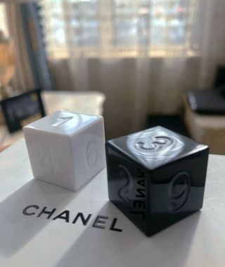 Chanel Vip Gift Cc Logo Black & White Vinyl Acrylic Dice Rare