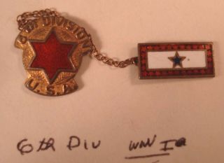 Wwi 6th Infantry Division Son In Service Pin.