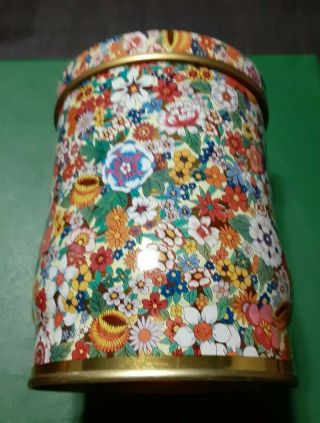 Vintage Daher Floral Round Metal Tea Tin Canister Can Made England Shabby Decor