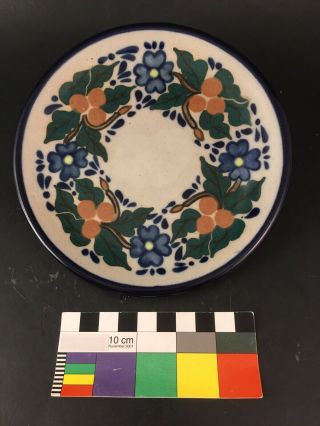 Vintage Pue Puebla Mexico Talavera Art Pottery Plate Signed A.  T.  L.  Xana Mexican
