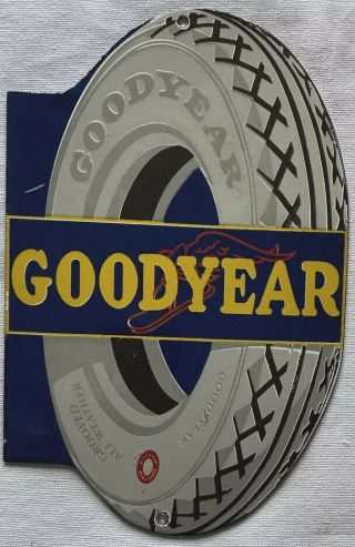 Vintage Goodyear Tire Porcelain Sign Car Gas Oil Truck Gasoline Automotive