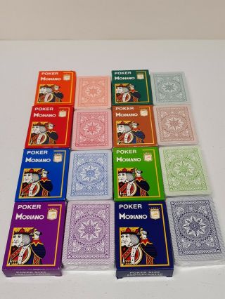 8 Decks Modiano 100 Plastic Playing Cards Poker Size Jumbo Index 8 Colors