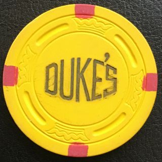 1931 - 1973 Duke’s Card Room $5 Casino Chip - Paso Robles Ca - Tr King Large Crown