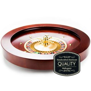 Large Deluxe Casino Grade Wooden Roulette Wheel Red/brown Mahogany 19.  5 "