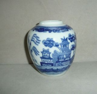 Vintage Porcelain Ceramic Blue White Ginger Jar No Lid Vase Japan Landscape View