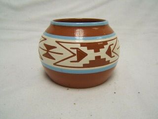 Al Black Tail Deer Sioux Pottery Rapid City Painted Red Clay Pot 6 " Diameter