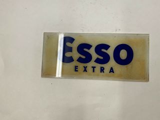 Vintage Esso Extra Glass Gas Pump Panel Gasoline Oil Advertising Sign