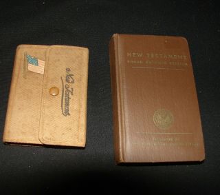Vintage 1941 Wwii Ww2 Military Soldier Flag Testament Pocket Bible