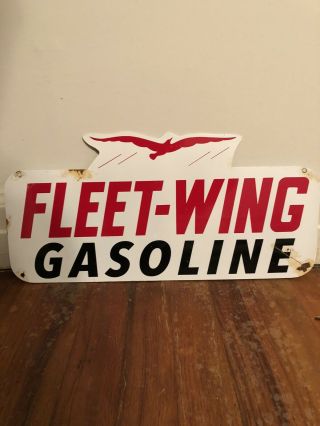Vintage Fleet Wing Gasoline Metal Sign Gas Oil Porcelain