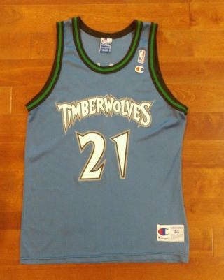 Vintage Kevin Garnett Minnesota Timberwolves 21 Champion Nba Jersey,  Size 44