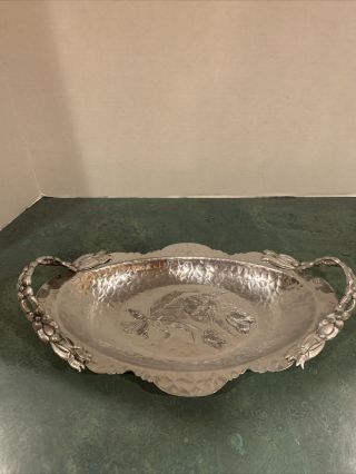 Vintage Hand Wrought Creations By Rodney Kent Hammered Aluminum Serving Tray