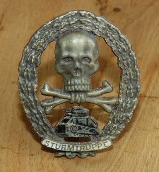 Ww1 / German Prussian Badge Of The Stormtroopers Battle Skull Tank Badge