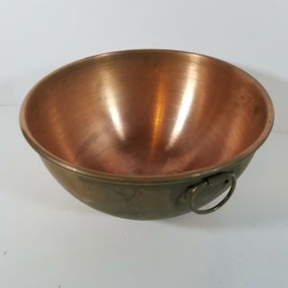 Vintage Copper Candy Cauldron / Mixing Bowl With Brass Loop 8 " X 4.  5 "