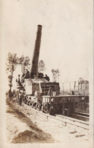 Wwi Rppc Real Photo Postcard French Railroad Gun Railway Artillery 777